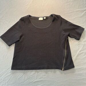 Anthropologie 9-H15 Black Textured Short Sleeve Top